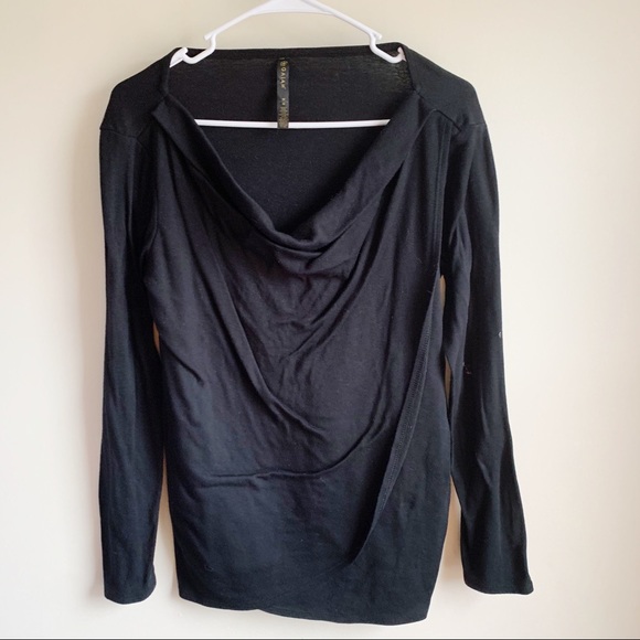 GAIAM Tops - Gaiam Black Draped Long Sleeve Tee T-shirt